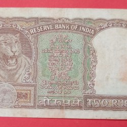 Alternative view of 2 Rs Half Tiger Note AUNC Condition