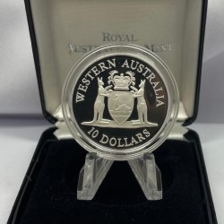 Alternative view of 1990 Silver 10 Dollar Proof Coin State Series - Western Australia WITH BEAUTIFUL BOX AND CERTIFICATE
