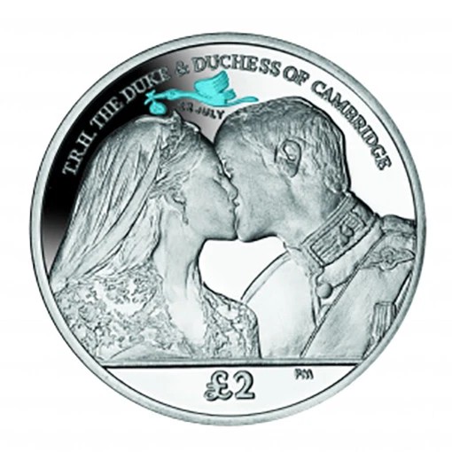 SANDWICH ISLAND 2 POUND 2013 T.R.H THE DUKE & DUCHESS OF CAMBRIDGE RARE STERLING SILVER (WEIGHT 28.28GRAM ) BEAUTIFUL BOX WITH CERTIFICATE - Image 4