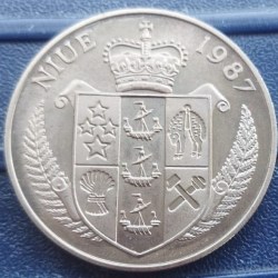 Alternative view of Niue, 5 Dollars, 1987, 1988 Summer Olympics, Seoul - Boris Becker, KM #1, Condition as per image.