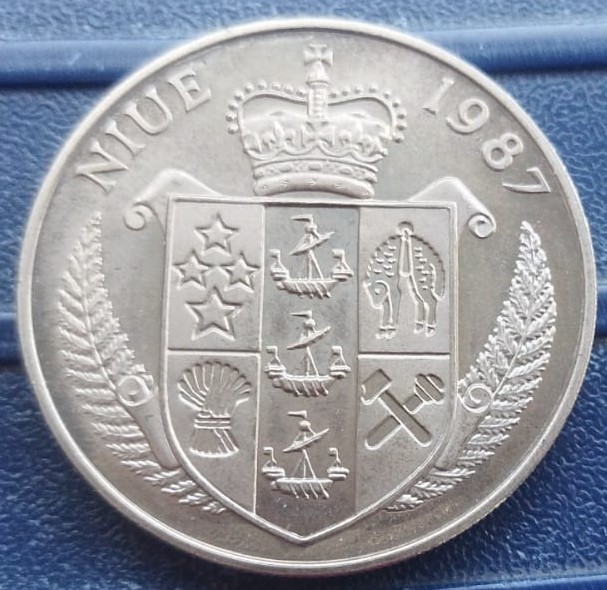 Niue, 5 Dollars, 1987, 1988 Summer Olympics, Seoul - Boris Becker, KM #1, Condition as per image. - Image 2