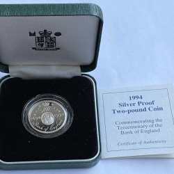 1994 United Kingdom 2 Pounds - Elizabeth II Bank of England; Silver Proof Silver (.925) Weight 15.98 g ROYAL MINT BEAUTIFUL BOX AND CERTIFICATE