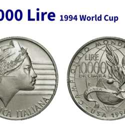 Italy 10 000 Lire 1994 World Cup Silver (.835) Weight 22 gram unc condition big size coin #05