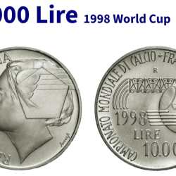 Italy 10 000 Lire 1998 World Cup Silver (.835) Weight 22 gram unc big size coin unc condition big size coin #06