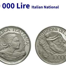 Italy 10 000 Lire Italian National Flag 1797-1997 commevrative Silver (.835) Weight 22 gram unc condition big size coin #07