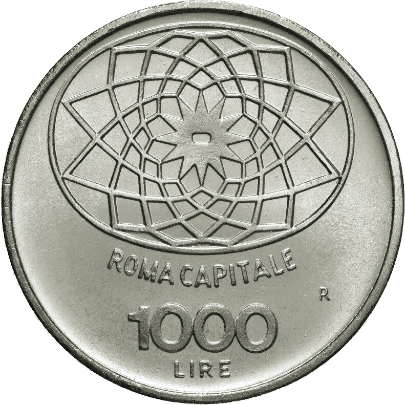 Italy 1000 Lire 1970 Capital Rome Commemorative issue Silver (.835) Weight 14.6 gram unc condition big size coin #08 - Image 2