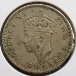 Alternative view of British - Southern Rhodesia - Zimbabwe, 1 Shilling, 1947, George VI, KM# 18b, Circulated Condition.