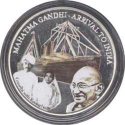 Mahatma Gandhi -Arrival to India Silver Plated Medallion With Box And Certificate
