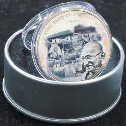 Mahatma Gandhi - establishment of sabarmati ashram 5th may (1915-2015) silver plated medallion with box & certificate