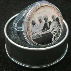 Mahatma Gandhi - Anniversary of 2nd Round Table Conference In (1931-2015) Silver Plated Medallion With Box & Certificate