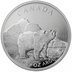 Canada 1 Oz Fine Silver Grizzly Bear and Queen Elizabeth II 2011 Issue Very Unique and Rare