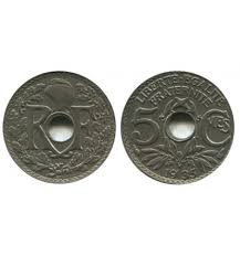 France, 5 Centimes, 1935, KM #875, Circulated Condition.