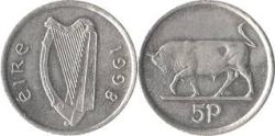 Ireland, 5 Pence, 1992, KM# 28, Fine Condition.