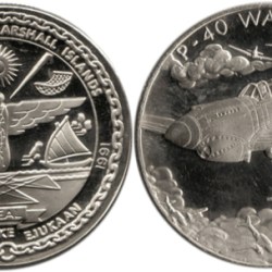Marshall Islands, 1991, 5 Dollars, P-40 Warhawk of The Flying Tigers, KM #49, Proof.