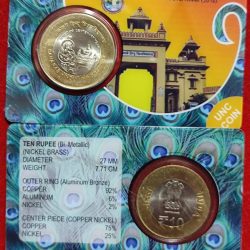 10 Rs (KASHI HINDU VISHVIDAYALYA) COMMEMORATIVE ISSUE RARE UNC COIN CARD SPECIAL EDITION