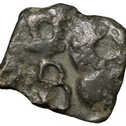 Potin Coin of Satavahan Dynasty (1st Cen.BC) from Paoni with Bold Nandipad, Traingaular headed