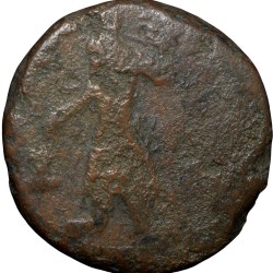 Copper Tetra-Drachma of Kanishka I(AD127-150) of Kushan Dynasty "Moon God" Type