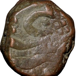 Alternative view of Copper Paisa of Namdar Khan(17th - 18th Cen.AD) of Hyderabad Feudatory Elichpur Tiger Left KM#C10a