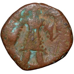 Copper Coin of Vasudev(AD 190-230) of Kushan Dynasty Ardoksho Deity Type