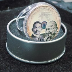 Mahatma Gandhi - Route To India ( 1914-2014 ) Silver Plated Medallion With Box & Certificate
