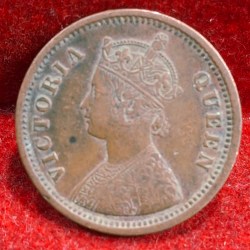 Alternative view of India - British ½ Pice 1862 - Victoria HIGH GRADE RARE COIN #D-122