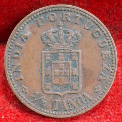 India, Portugues ¼ Tanga - Charles I Lisboa mint RARE COIN #D-124