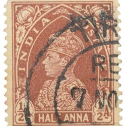Postal Stamp of George VI 1/2 Anna Brown Colour - Used Condition as per image.