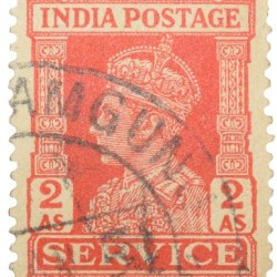 Postal Stamp of George VI 1/2 Anna Red Colour - Used Condition as per image.