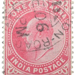 Postal Stamp of Edward VII 1 Anna Pink Colour - Used Condition as per image.