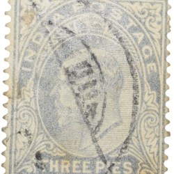 Postal Stamp of Edward VII 3 Pies Grey Colour - Used Condition as per image.