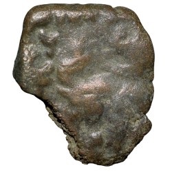 Copper Coin of Satakarni of Satavahan Dynasty (1st Cen. BC) from Daunath Region with Elephant walking left/Tree Railing