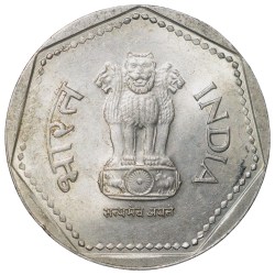 Alternative view of Copper-Nickel 1 Rupee of Republic India (AD 1990) of Noida Mint Security Edge Scarce UNC Grade