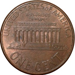 Alternative view of Bronze 1 Cent of USA (AD 1997) with Abraham Lincoln