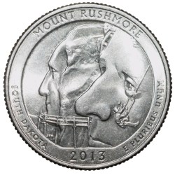 Nickel 1/4 Dollar of United States of America (AD 2013) Commemorative Issue 'South Dakota - Mount Rushmore' UNC Grade