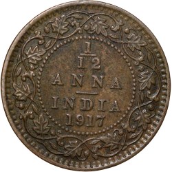Alternative view of Bronze 1/12 Anna of George V (AD 1917) of Calcutta Mint KM 509