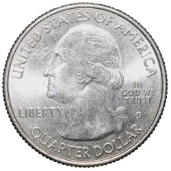 Alternative view of Nickel 1/4 Dollar of United States of America (AD 2014) Commemorative Issue 'Colorado - Great Sand Dunes' UNC Grade