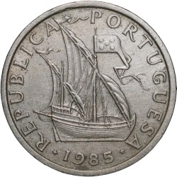Nickel 5 Escudos of Portuguesa ( AD 1985) with Sailor Ship Scarce