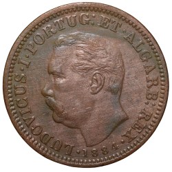 Copper 1/4 Tanga of Ludovicus I(AD 1884) of Indo-Portugal KM308 Scarce