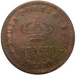 Alternative view of Copper 1/4 Tanga of Ludovicus I(AD 1884) of Indo-Portugal KM308 Scarce