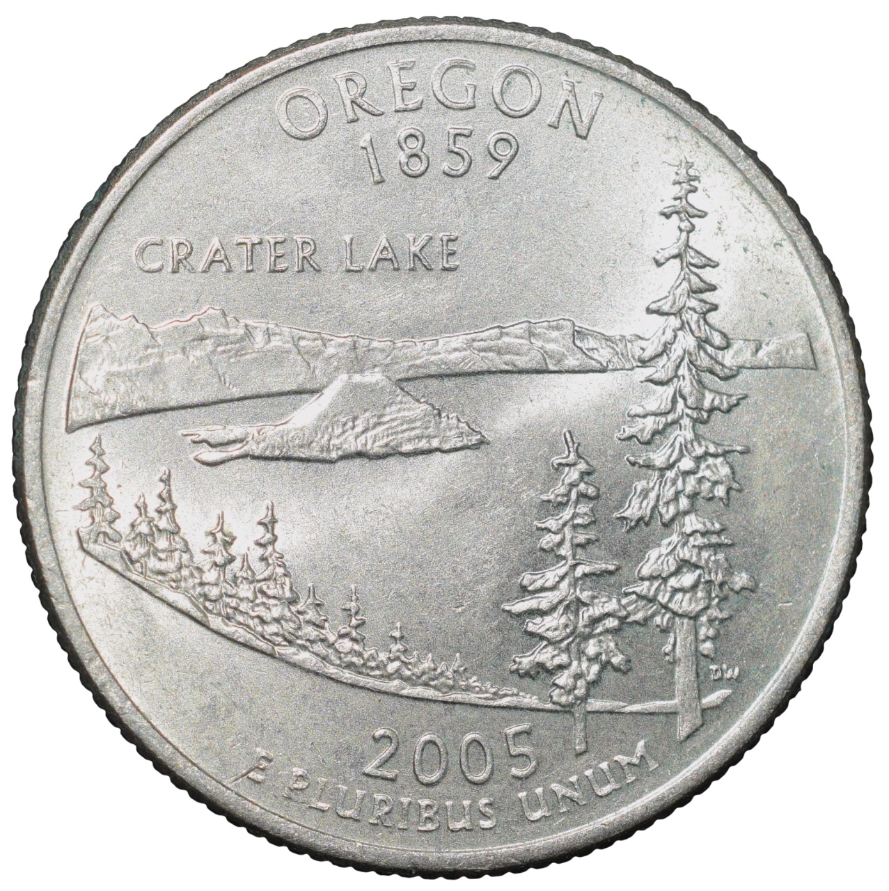 Nickel 1/4 Dollar of United States of America (AD 2005) Commemorative Issue 'Oregon State - Crater Lake' About UNC Grade