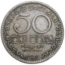 Old Copper-Nickel 50 Cents of Sri Lanka (AD 1982)
