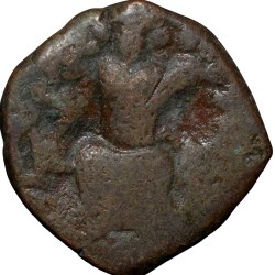 Copper coin of Vasudev(AD 190-230) of Kushan Dynasty Ardoksho Deity Type