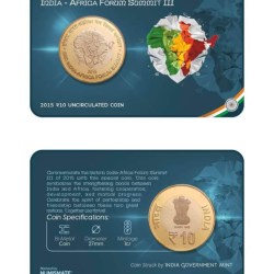 10 Rs (INDIA-AFRICA FORUM SUMMIT III) COMMEMORATIVE ISSUE RARE COIN CARD SPECIAL EDITION