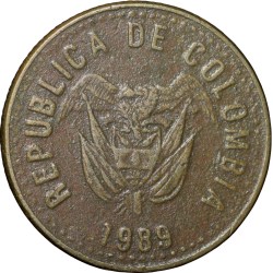 Brass 5 Pesos of Colombia Country (AD 1989)