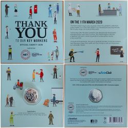 Samoa, ½ Dollar, 2020, COVID-19 Pandemic – Thank you, Coloured, Silver plated, KM #520, Proof-like, Folder.