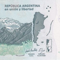 Alternative view of 50 Pesos of Argentina (AD 2018-2020) with Andean Condor (Bird) in UNC Grade