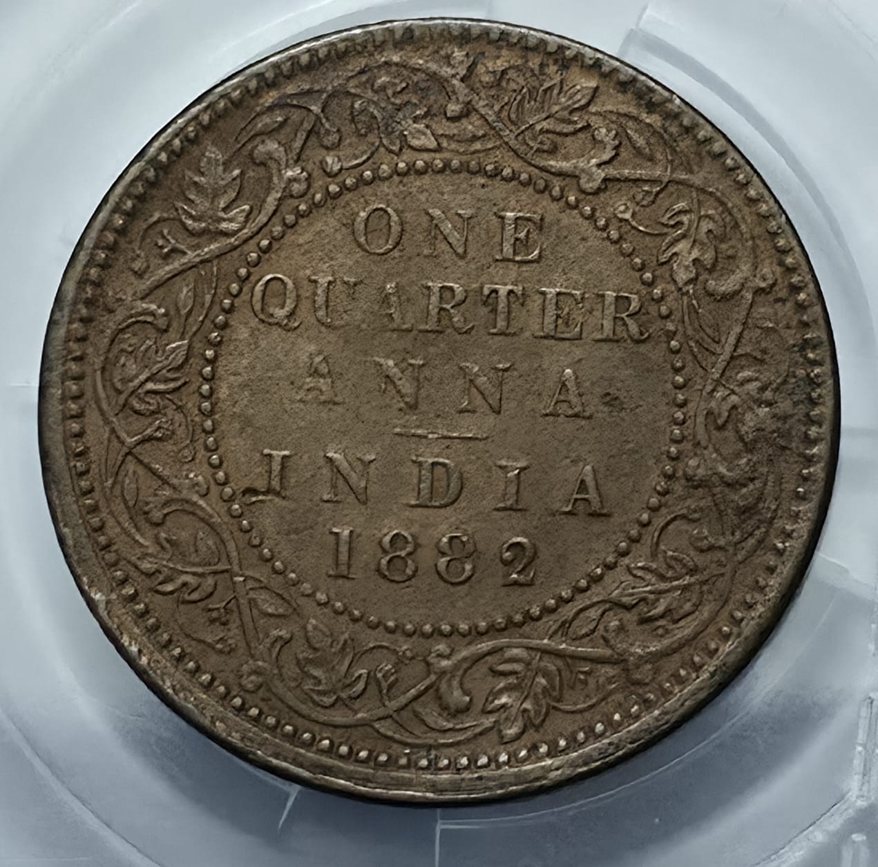 British India One Quarter Anna 1882 Copper Coin - Image 2