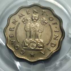 Alternative view of Bull One Anna 1954 Mumbai Mint Copper Nickel Coin UNC