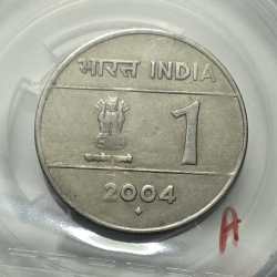 1 Rs 2004 Cross Coin Mumbai Mint Rare High Grade
