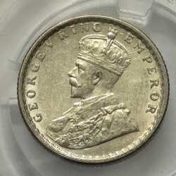 British India George V 1/4 Rupee 1919 Silver Coin BUNC